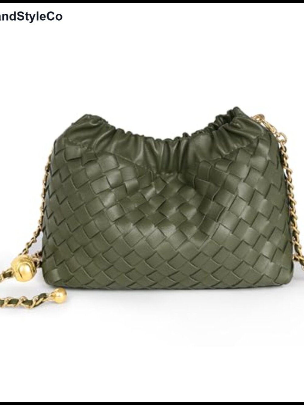 Faux Leather Woven Hobo Bag & Crossbody Purse with Ruched Design